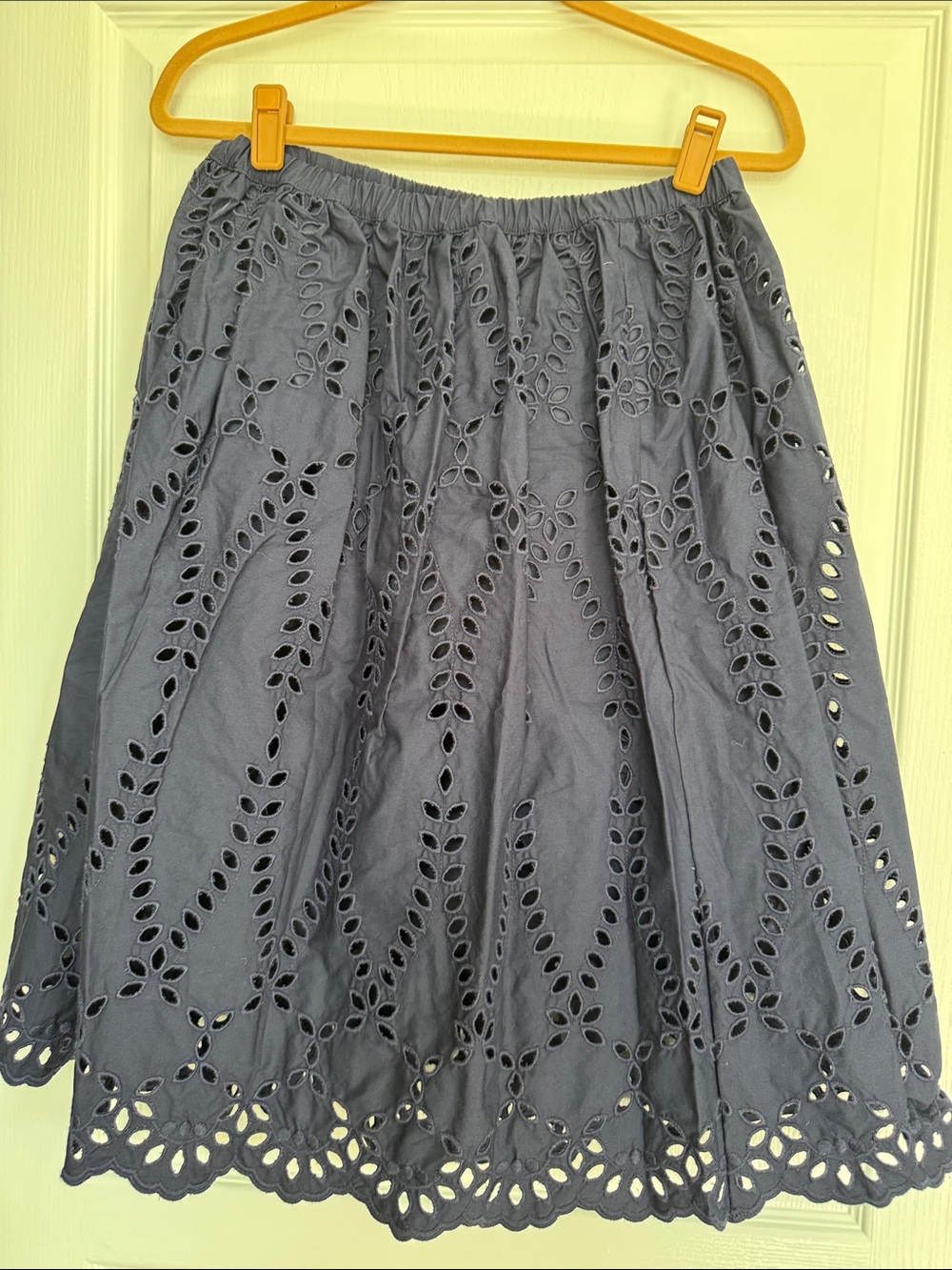 Frank & Eileen Navy Blue Cotton Eyelet A-Line Skirt